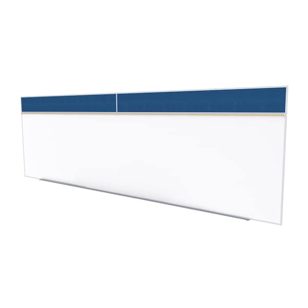 Combo Whiteboard/Bulletin, Mag Por/Vnyl, Styl A, 5 ft H x 16 ft W, Navy